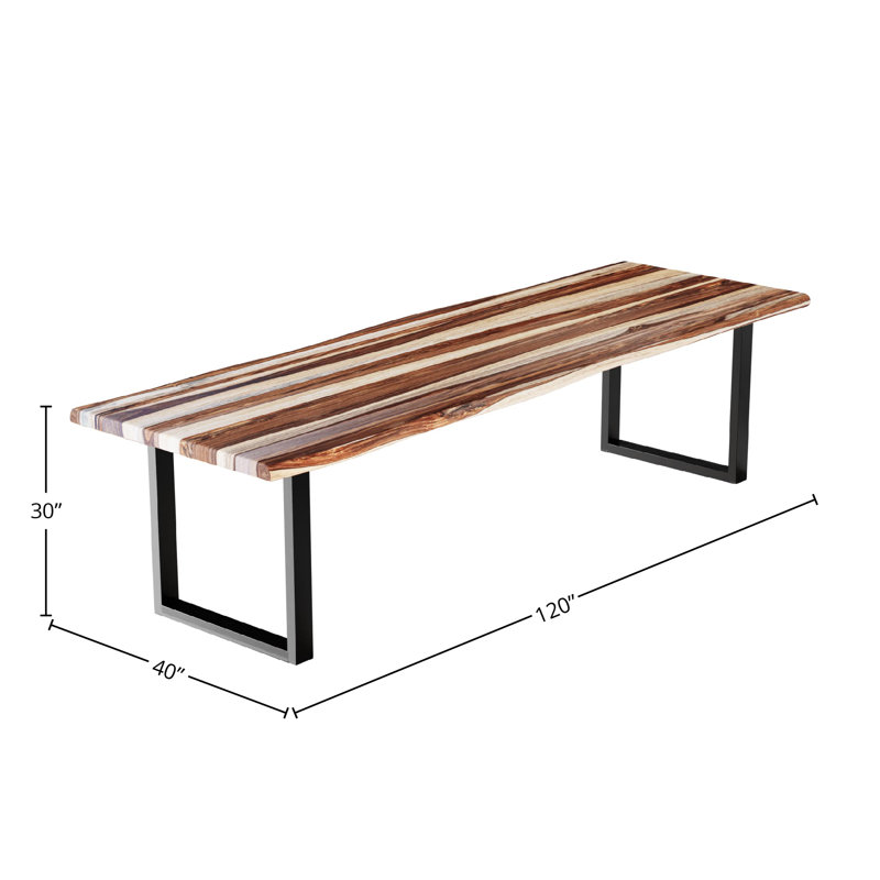 Table de salle à manger Georgy, L 40 po x L 120 po, Brun / brun clair