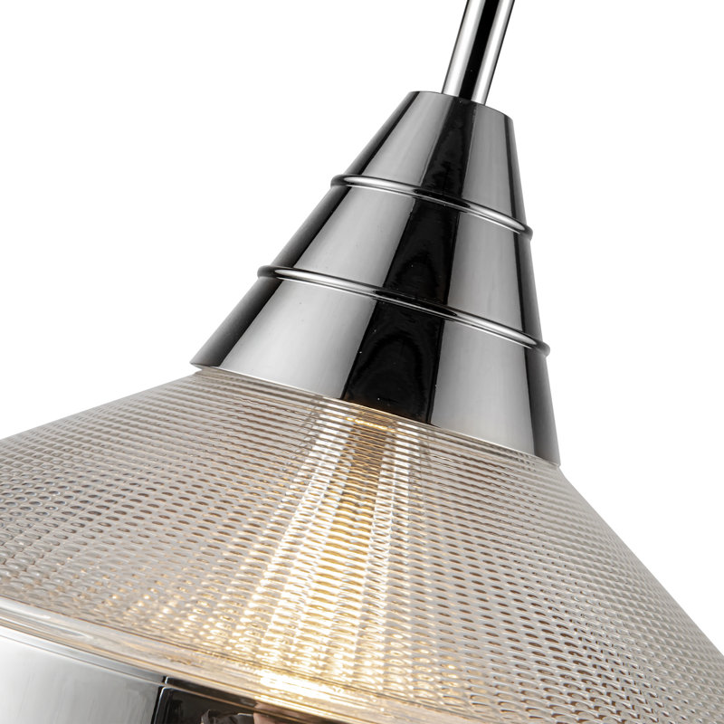 1 - Light Pendant, Clear Prismatic, Polished Nickel
