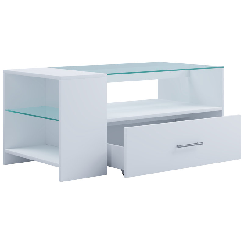 Comaneci Coffee Table with Storage, White