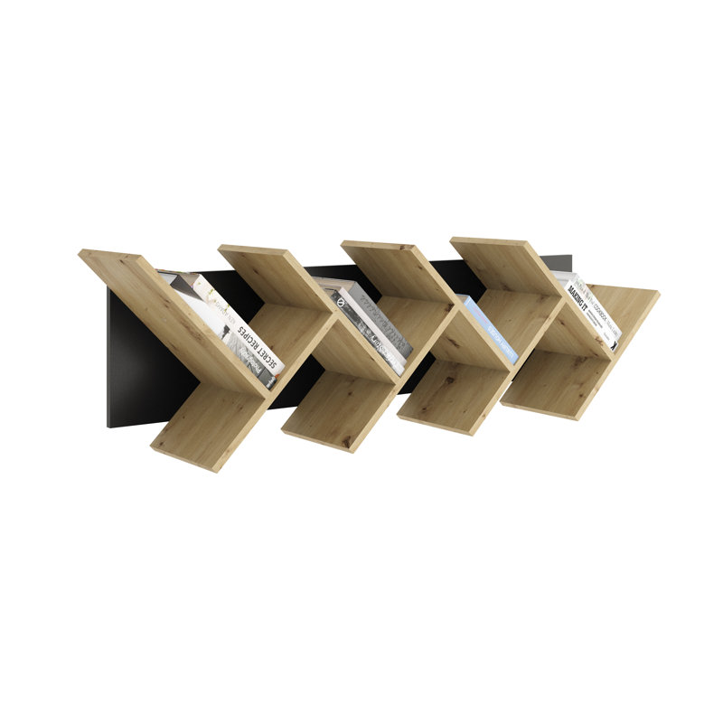 Kuttner 4 Piece Floating Shelf, Black Pearl/Artisan Oak