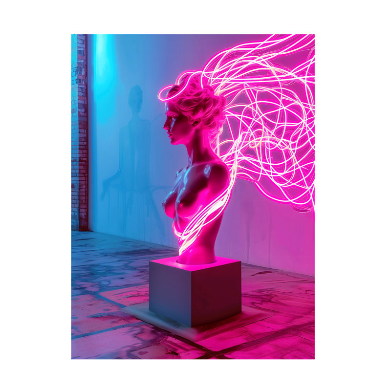 Art sur toile bolologien, statue de néon, H 19 po x l 14 po