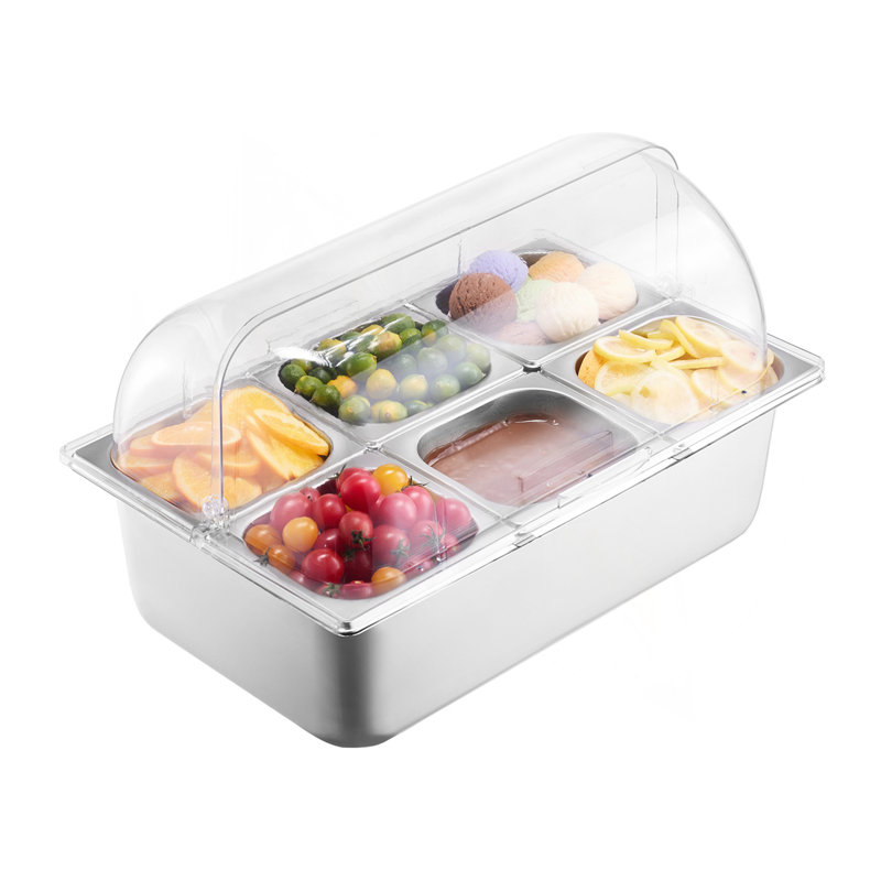 Distributeur de condiments pour comptoir 6 plats avec couvercle