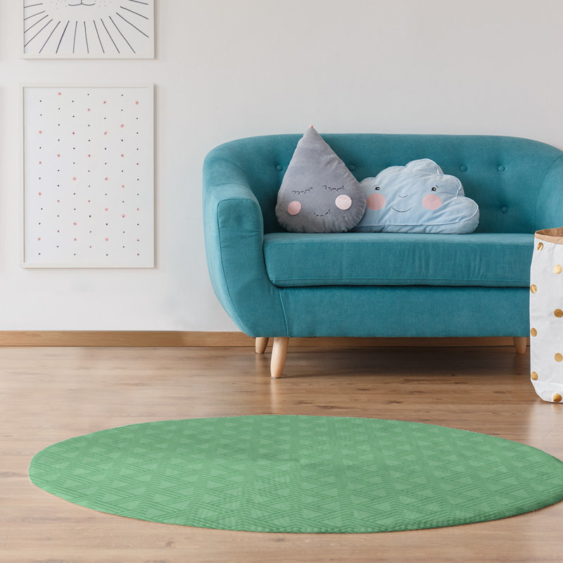 Chenille Geometric Indoor Rug, Round 5'