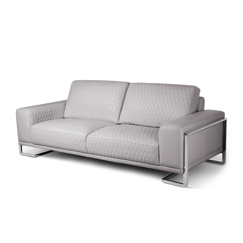 Mia Bella 94.5'' Genuine Leather Square Arm Sofa