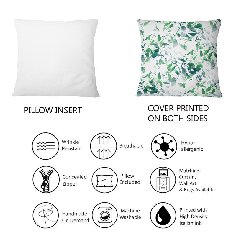 Coussin décoratif à motif silhouette de feuilles d'eucalyptus II
