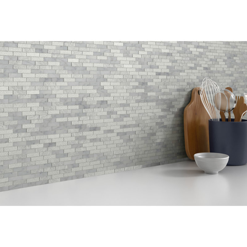 Link White 12 in. x 18 in. Splitface Marble Wall Tile (7.5 sq. ft./Case)