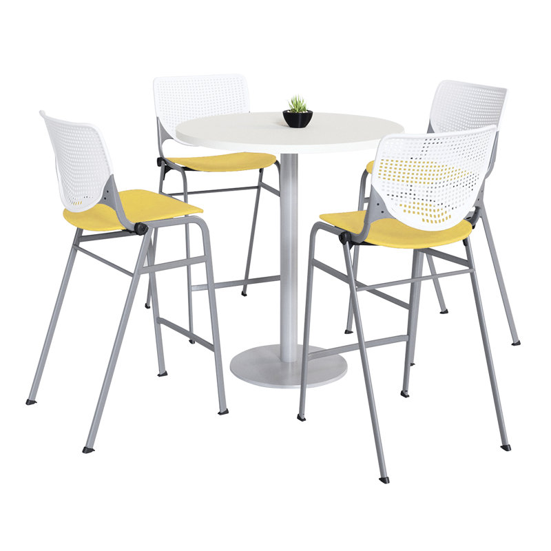 Mode - KOOL Ensembles de table ronde et de chaises pour salle de pause, H 41 po x L 42 po x l 42 po, Gris clair, Blanc