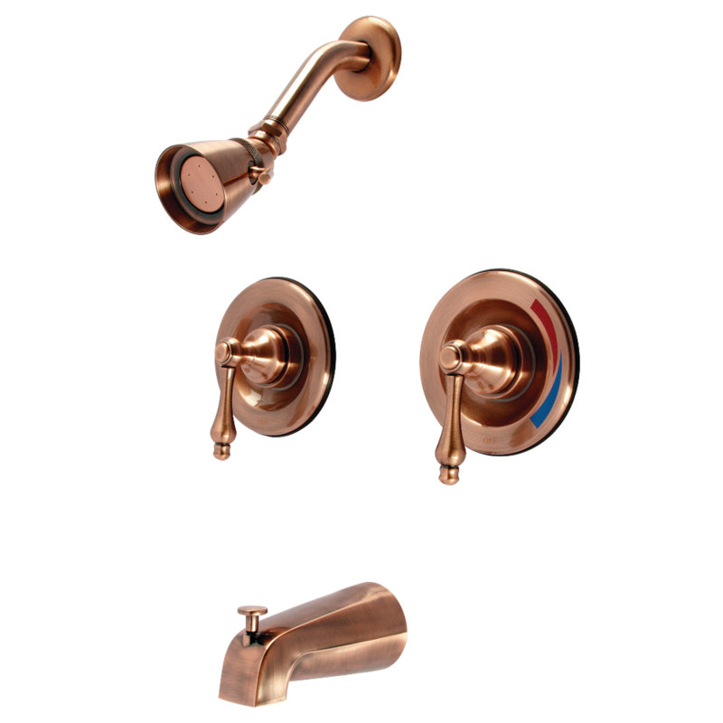 Kingston Brass Vintage Double-Handle Pressure Balanced Tub and Shower Faucet, Oil Rubbed Bronze