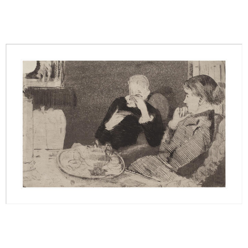 «Lydia and Her Mother at Tea» par Mary Cassatt, impression giclée encadrée, H 28,73 po x l 41,5 po