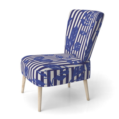 Blue Tropical Flowers - Chaise d'appoint rembourrée à motifs
