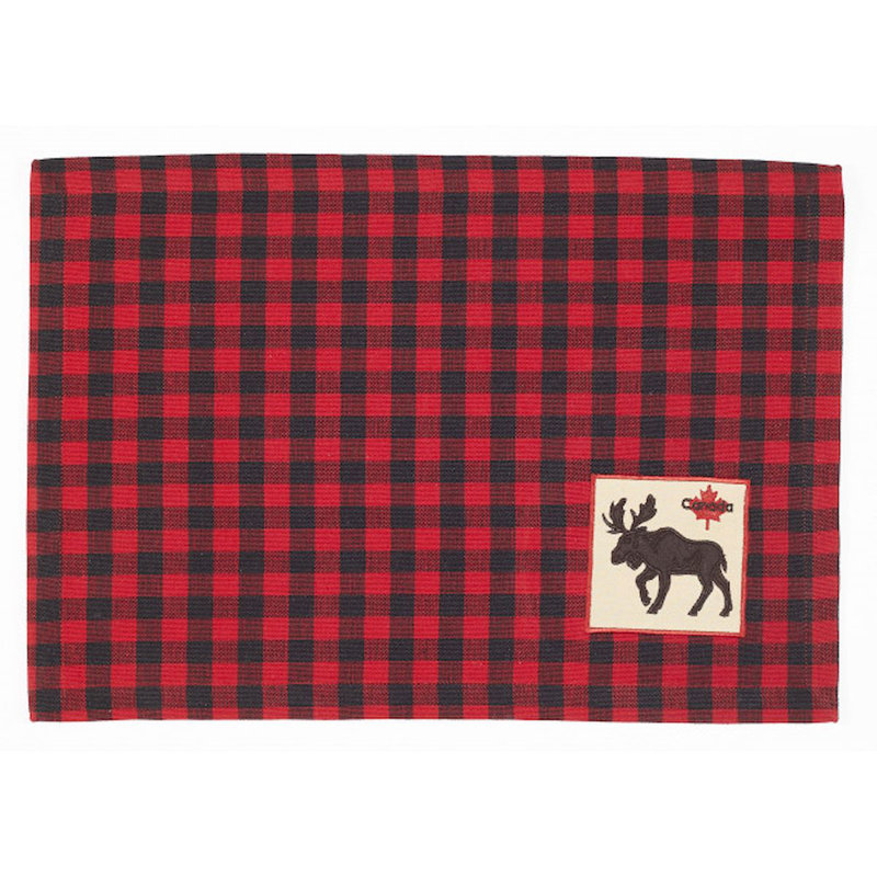 Ensemble de 4 napperons en coton à carreaux Buffalo, Rouge/noir