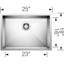 Évier de cuisine en acier inoxydable encastré à simple cuve 25 po Quatrus R0