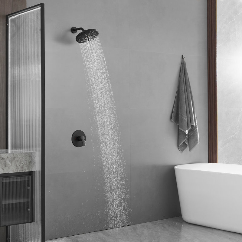 Robinet de douche à contrôle de volume avec valve brute, Noir mat