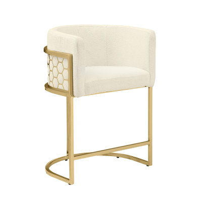 Tabouret de bar rembourré (29 po) et comptoir (24 po) avec tissu en peluche et dossier en forme de peigne miel