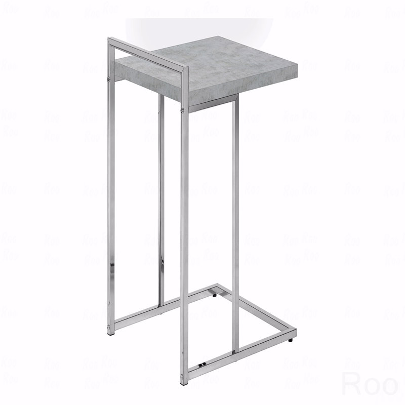 Table d'appoint, en forme de C, bout, côté, collation, stratifié, métal chromé, contemporain, moderne, Argent argent