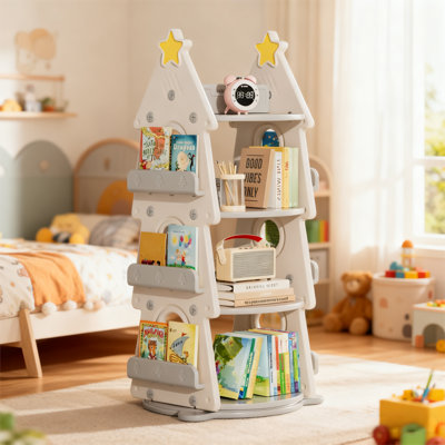 47.9" H X 19.9" W Kids Bookshelf, 360° Rotating Bookshelf, Corner Bookcase by Latitude Run