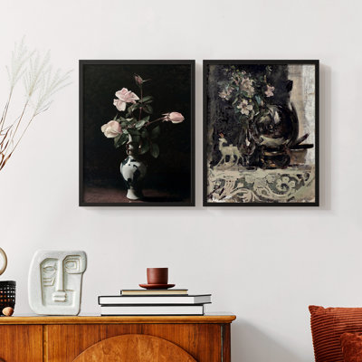 Vintage  Floral LXXXI  -Framed Giclee Print - Set of 2
