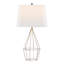 Lampe de table contemporaine en métal de 68,5 cm (27 po) en nickel poli avec abat-jour en lin blanc, de la collection Grandview Gallery - Ensemble de 2