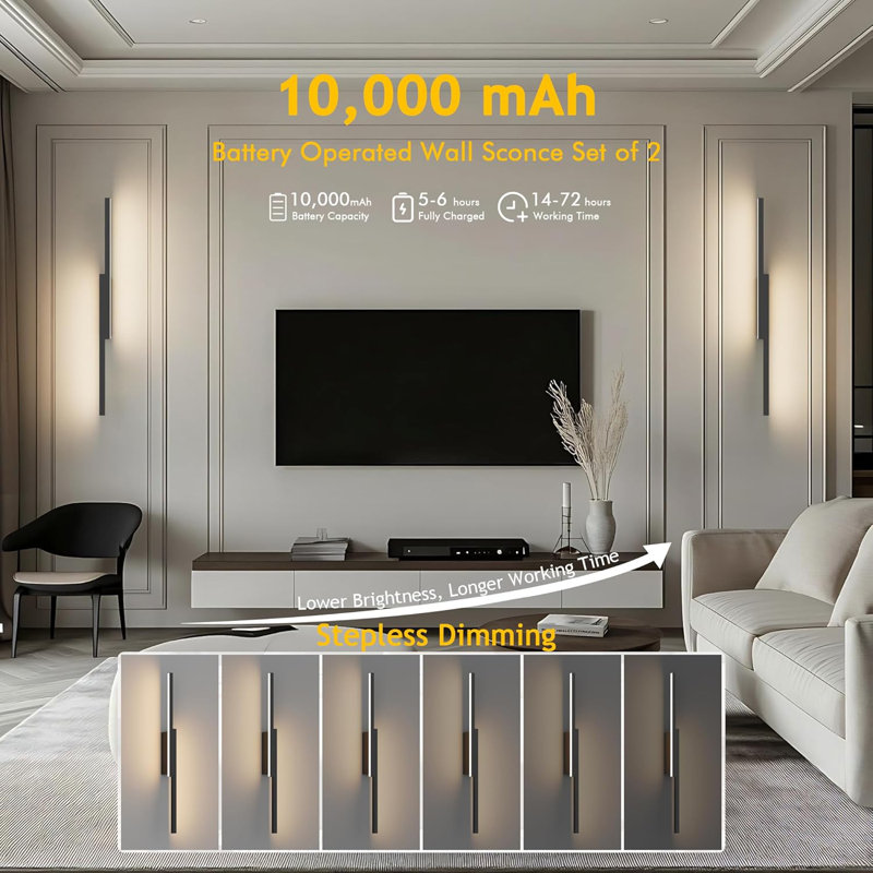 Wall Lamp Battery Powered LED Wall Light 80CM Wireless