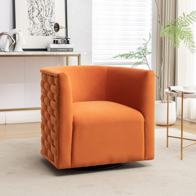 Occie Velvet Swivel Barrel Chair