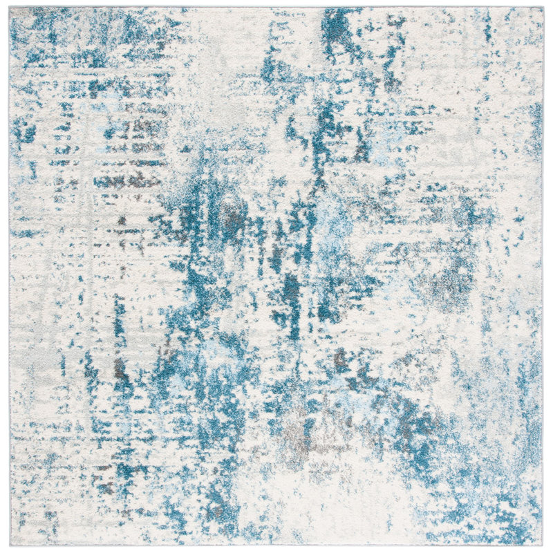 Tapis ivoire / bleu Olaughlin, Carré 6 pi 7 po