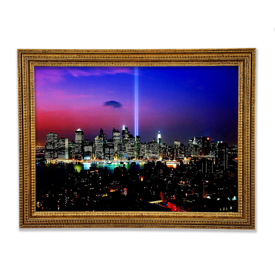 New York City Night Beam - Einzelner Bilderrahmen Kunstdrucke