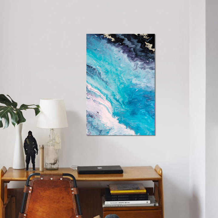 « shore line from above », reproduction sur toile, H 12 po x l 8 po x P 0,75 po, Toile tendue, Pas de tapis