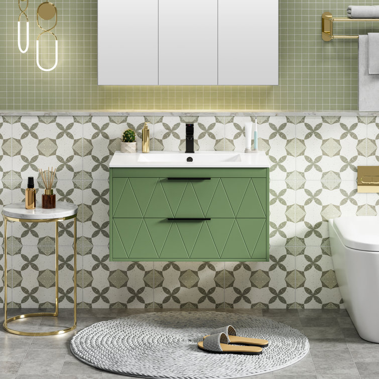 Arv 30" Wall Mount Single Bathroom Vanity Set with Ceramic Sink Top, Water Saving Faucet