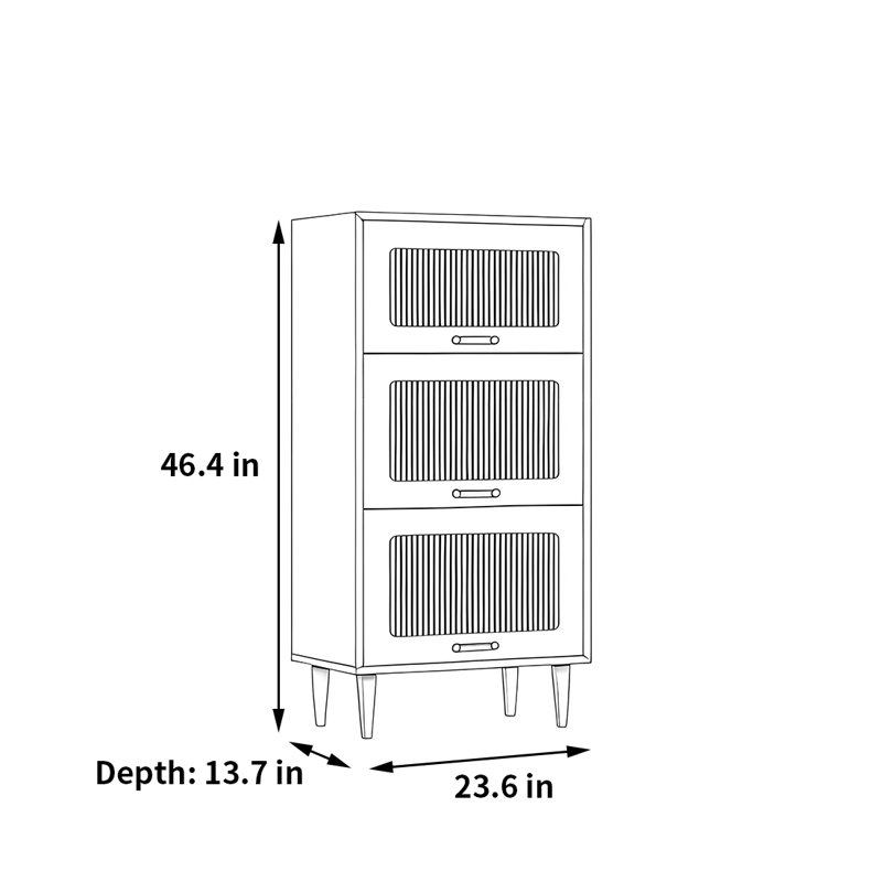 Rabehi, (3 tablettes) H 46,4 po x l 23,6 po x P 13,7 po, Brun