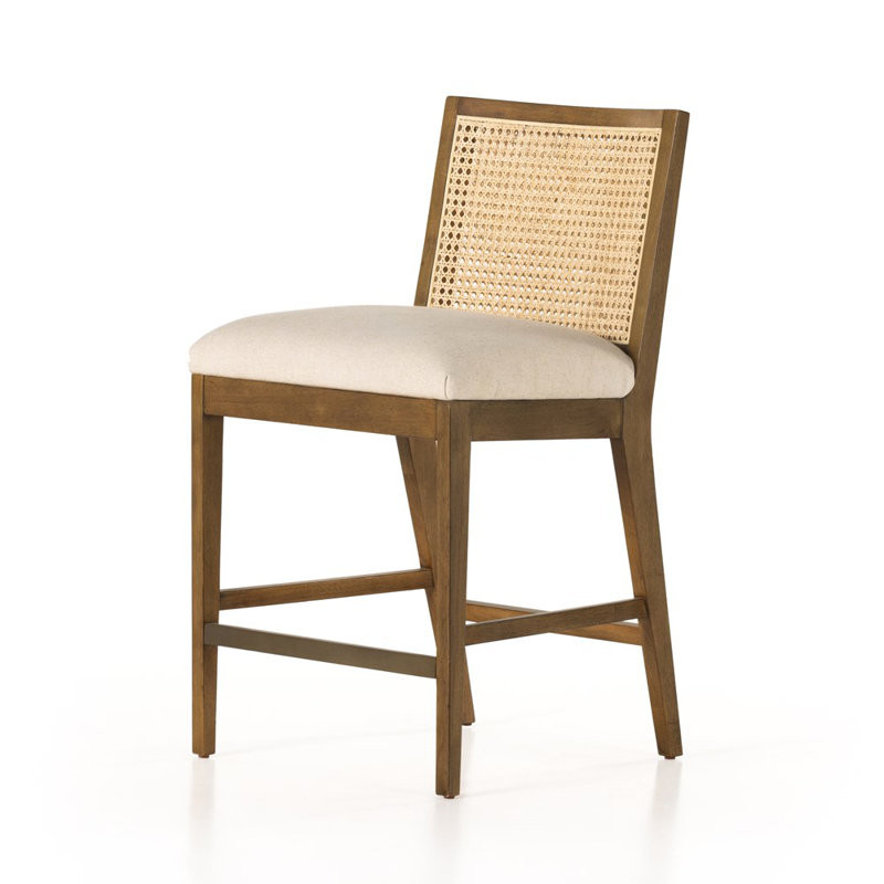Antonia Cane Armless Counter & Bar Stool, Brown/Natural/Taupe, Counter Stool (27" Seat Height)