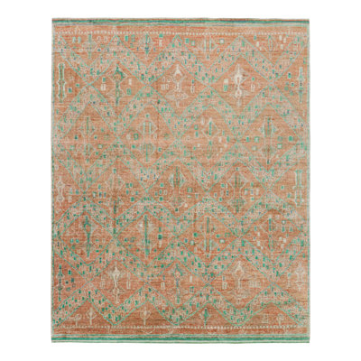 Rug & Kilim’S Moroccan Style Rug In Orange With Blue And Green Geometric Pattern