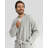Ribbed Microfiber / Microsuede Fleece Mid-Calf Bathrobe with Pockets and Hood-100659943-100659944