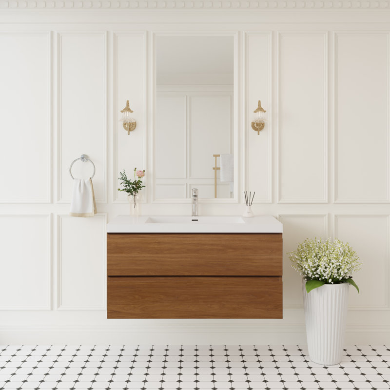Meuble-lavabo moderne peu encombrant avec lavabo, fabrication en bois pour la salle de bain