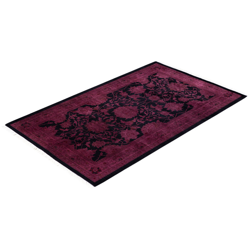 Overdyed Hand-Knotted Wool Modern-Contemporary Purple Area Rug 2' 8" x 4' 4"