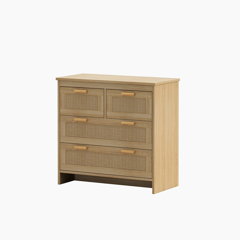 4 Drawers Rattan Cabinet,buffet table,credenza, Natural