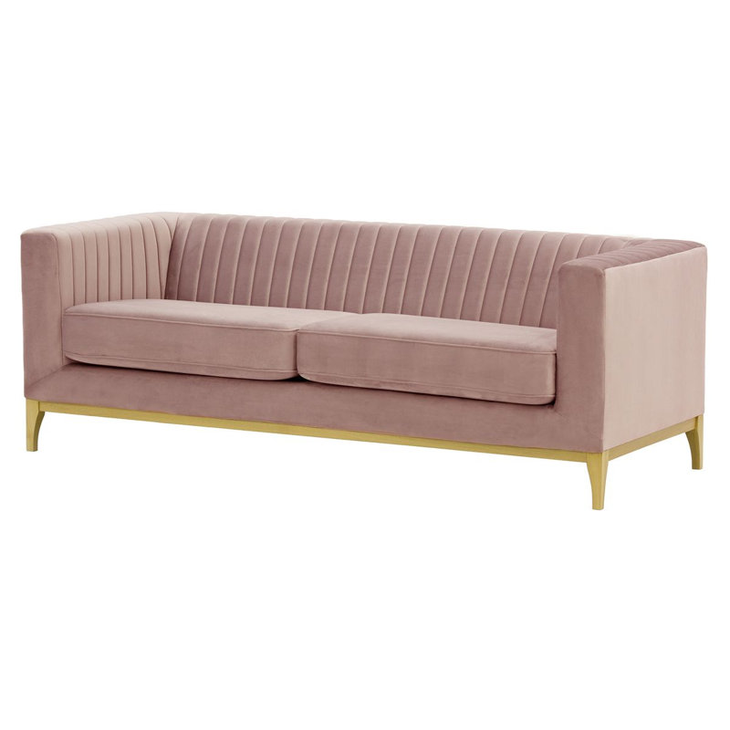 Bomia 3 Seater Sofa, Purple Velvet, Gold, 72cm x 201cm W x 83cm D