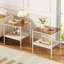 Table de bout rectangulaire 2 pièces avec plateau en verre trempé et tablette de rangement en panneau de fibres à densité moyenne, tables d'appoint de salon-1147791058-1147791067