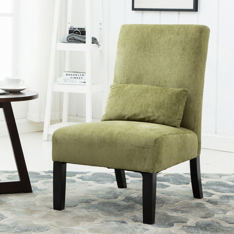 Fauteuil d'appoint sans accoudoirs en tissu chenille contemporain Pisano, Vert