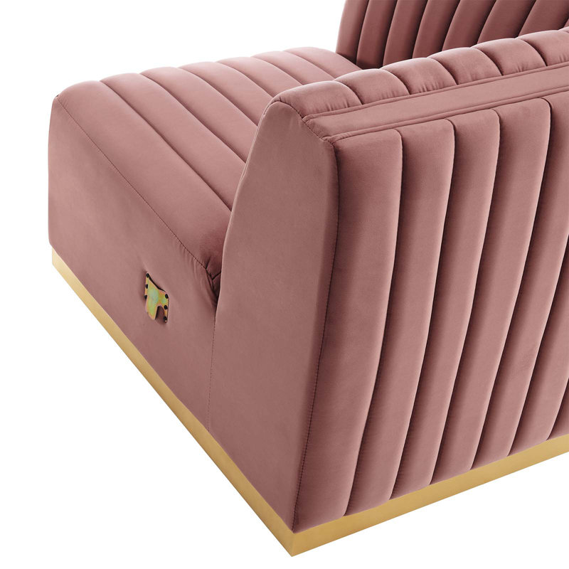 Canapé modulaire 5 pièces Conjure, Velours rose cendré