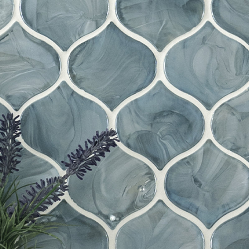 Midnight Tide Lantern 10 in. x 10 in. Glossy Glass Mosaic Wall Tile