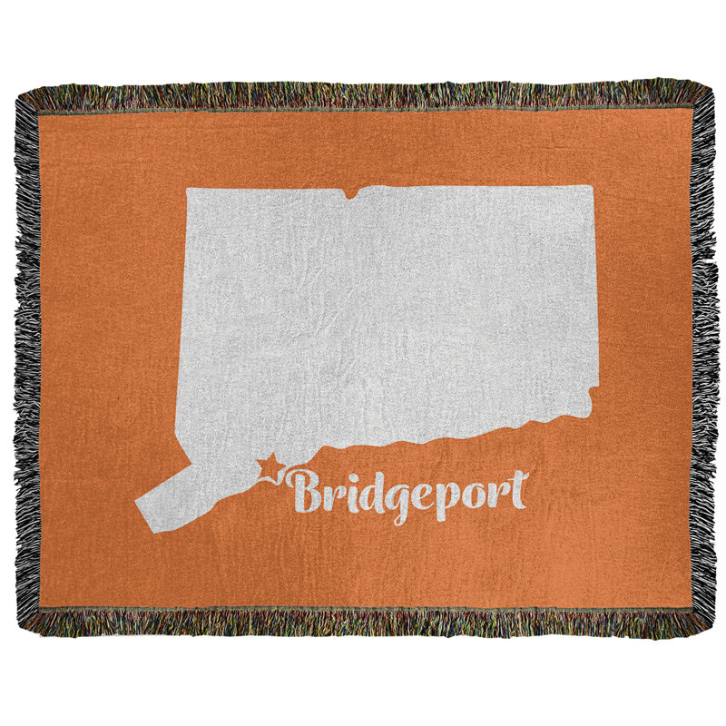 Jeté en coton tissé bridgeport connecticut, l 60 po x L 80 po, Orange