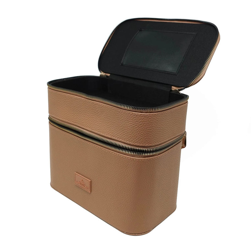Trousse de toilette à 2 niveaux pour femmes, rangement de toilette imperméable à plusieurs compartiments, Chameau