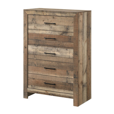 Ensemble de meubles de chambre à coucher à 1 commode en bois de style rustique avec 5 tiroirs