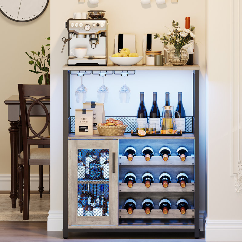 Bar à vin avec lumières DEL, Gris
