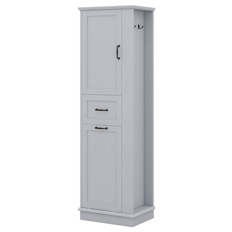 Grande armoire de rangement avec compartiment inclinable et tiroir, tablettes réglables, charnières à fermeture en douceur, poignées en alliage d'aluminium