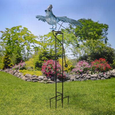 8.65ft. Tall XL Flying Blue Jay Iron Rocking Stake "Coco"
