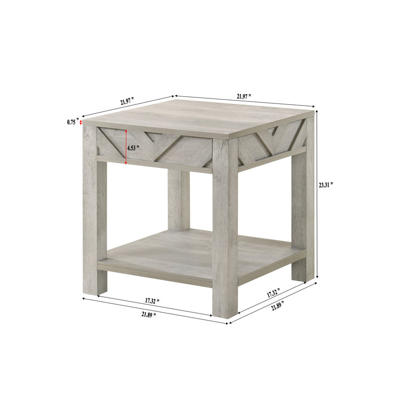 Ensemble de 3 tables basses rustiques grises contemporaines avec finition vieillie – 1 table basse et 2 tables d'appoint