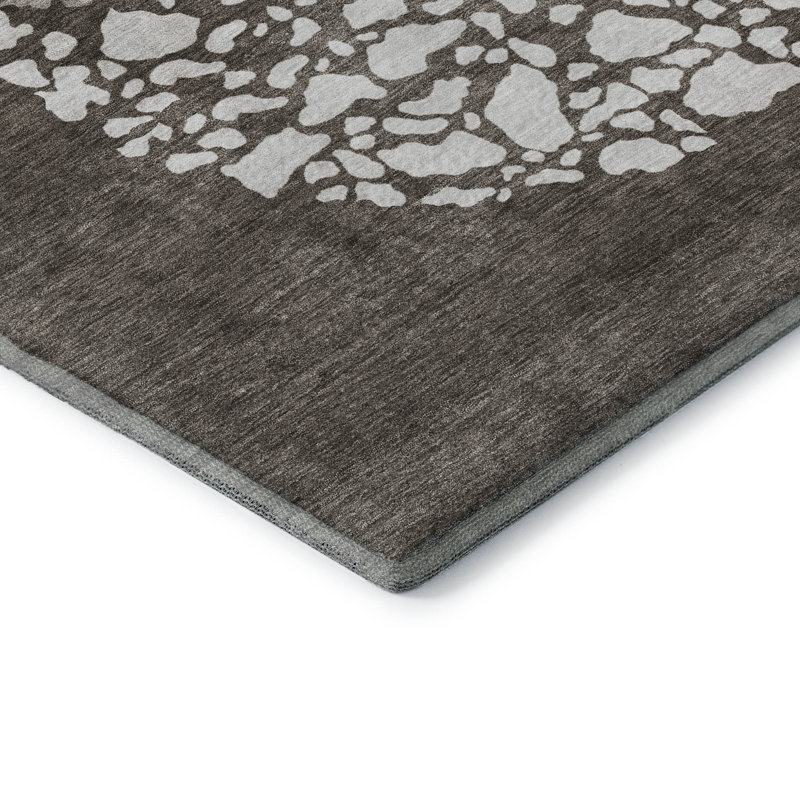 Tapis taupe Cerrito lavable à la machine de qualité supérieure, Rectangulaire 3 pi x 5 pi