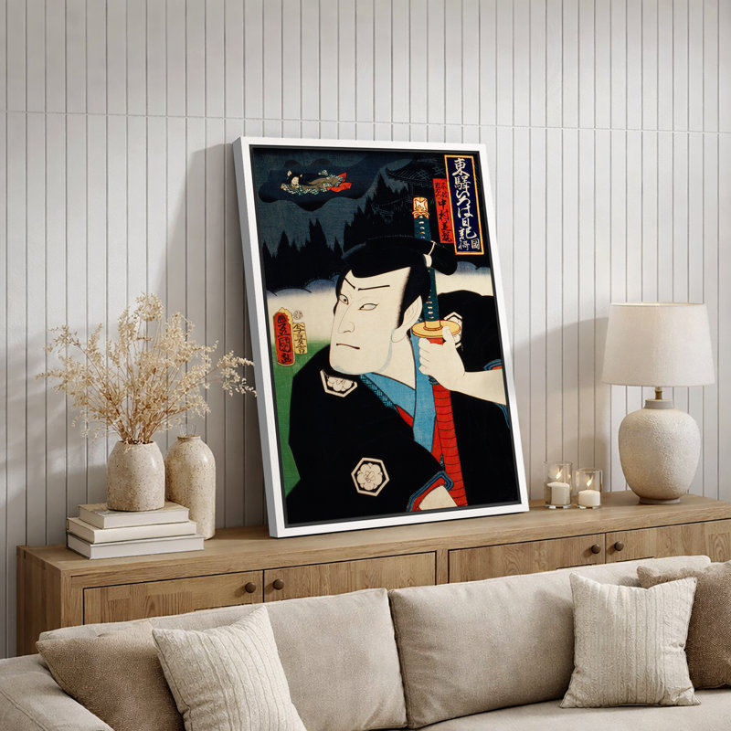 Œuvre d'art kaki japonaise, art de l'ère Edo kabaki, impression d'art giclée sur toile encadrée, H 36 po x l 24 po x P 1,5 po