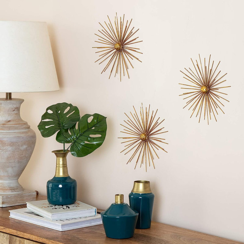 Modern Abstract Wall Decor on Metal, Gold
